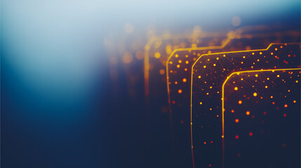 Fototapete - Digital File System: A captivating digital rendering of interconnected file folders, glowing with intricate details, evokes a sense of organization, technology, and the digital realm.
