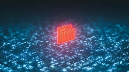 Poster - Data File Icon: A digital file icon glows ominously amidst a sea of data, creating a modern aesthetic perfect for tech and data storage themes.