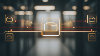 Fototapete - Digital Connectivity: This image embodies the essence of seamless data transmission through a network of digital pathways, where information flows freely.