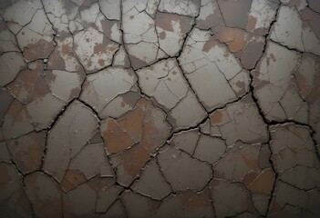 Poster - Distressed Surface Texture, Aged Wall Effect, Dark Brown And Grey Tones, Industrial Background. Cracked Paint Creates A Rustic Design, Perfect For Textural Overlays. Grunge Effects Add Vintage Appeal.