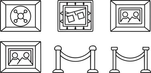 Poster - Gallery Museum Icons Set Editable Art Display Line Art
