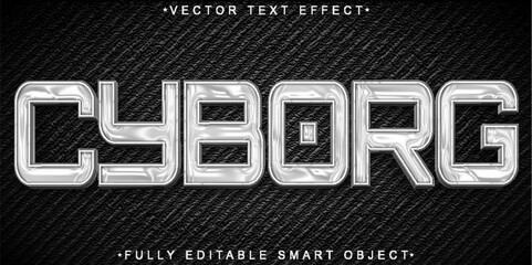 Poster -  Cyborg Robot Futuristic Tech Chrome Digital Fully Editable Smart Object Text Effect