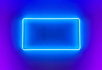 glowing neon rectangle on gradient background modern design element for advertising and visuals