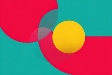 Poster - Bright geometric shapes create a bold abstract design with vibrant colors and playful arrangement