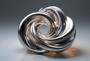 Aufkleber - Abstract Metal Sculpture. Fluid Metallic Form. Polished Silver Surface, Modern Art Rendering. Smooth, Reflective Design Illuminated, Soft Light Emphasizing Shape. Beautiful Abstract Design For