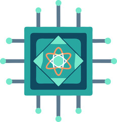 Fototapete - Quantum computing chip icon futuristic processor