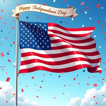 Happy Birthday America, 4th of July Banner.