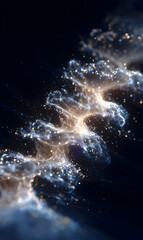 Poster - Abstract ethereal cloudscape creating a dreamy surreal atmosphere with sparkling particles in the night sky wonder