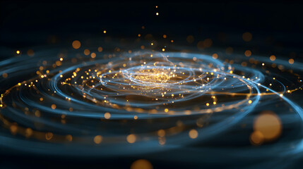 Poster - Abstract rendering of swirling light trails and golden particles creates a dreamy mesmerizing backdrop