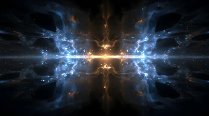 Poster - An ethereal portal shimmers with cosmic light, revealing galaxies and energy pathways through spacetime