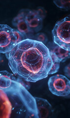 Poster - Microscopic view of cells showcases the complexity and beauty of human biology research and medicine progress health future