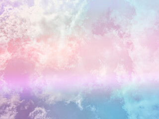 Wall Mural - beauty sweet pastel red and pink colorful with fluffy clouds on sky. multi color rainbow image. abstract fantasy growing light