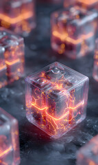 Poster - Glowing energy trapped in cubes captures the essence of power and technological innovation artistic render