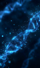 Poster - Abstract dna strand in blue hues representing genetics biotechnology and scientific research of human genome exploration