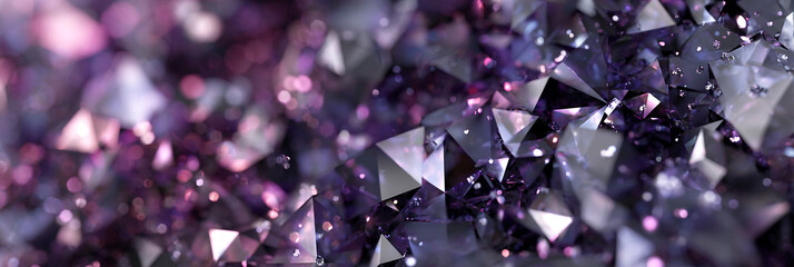 Poster - A blurred image of purple and black gemstones with bokeh lights in the background creating a soft effect