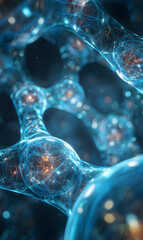 Poster - Abstract network visualization showcasing interconnected nodes and glowing data pathways creating a futuristic digital landscape