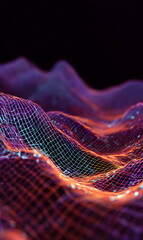 Poster - Vibrant network landscape with dynamic colors and flowing waves evoking technology and connectivity