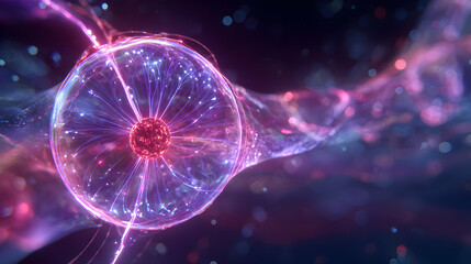Poster - Electric plasma ball illustration with flowing energy and vibrant colors in an ethereal space