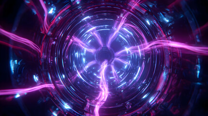 Poster - energetic plasma display illuminating intricate concentric circles in a mesmerizing electric purple 