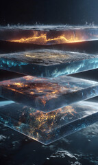 Poster - Layered cosmic landscapes a conceptual journey through abstract dimensions of space and luminous galaxies in ethereal art