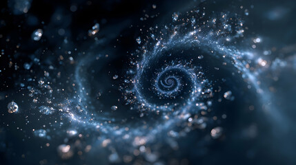 Poster - abstract cosmic spiral nebula illustration with glittering particles and swirling galaxy design