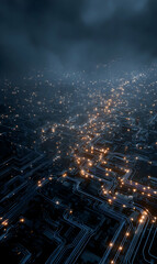 Poster - Abstract technological landscape showcasing intricate network connections and futuristic advancements in digital infrastructure