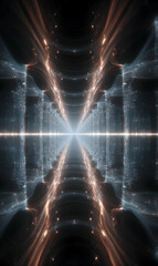 Poster - Infinite energy tunnel abstract perspective with light traveling through cosmic dimensions seamlessly creating a mesmerizing technological artwork