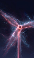 Poster - abstract cosmic windmill generates energy from the universe depicting a sustainable future ahead ima