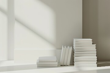 Poster - High Definition Visual of 3 D Illustration of Stack Books Icon with White Background