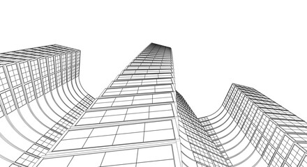 Wall Mural - abstract houses modern architecture 3d