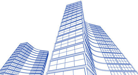 Wall Mural - abstract houses modern architecture 3d