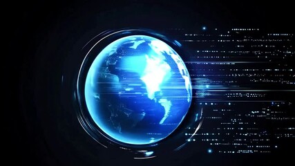 Wall Mural - Digital Earth with network connections in global technology concept