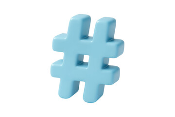 Poster - A light blue, three-dimensional hashtag symbol