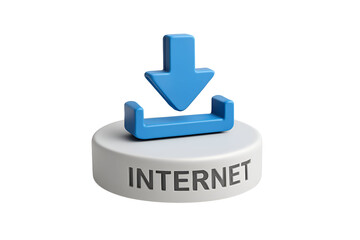 Poster - 3D internet download icon on a white platform