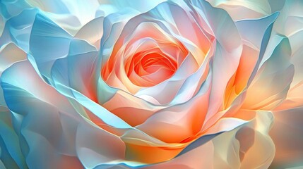 Poster - A mesmerizing multicolored rose with soft, flowing petal layers, glowing with vivid, abstract beauty.