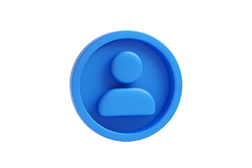 Poster - A 3D rendered blue circular icon featuring a human figure silhouette