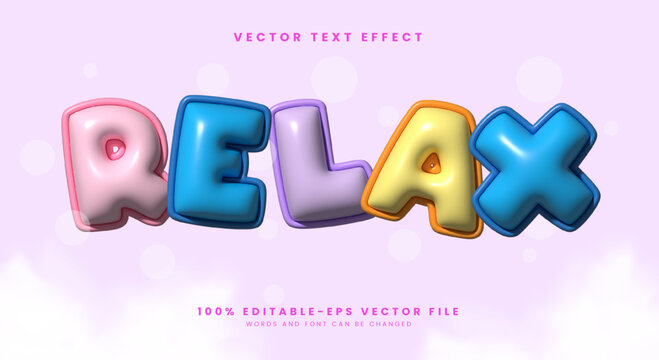 3d inflated text relax editable text effect template Suitable for cute theme