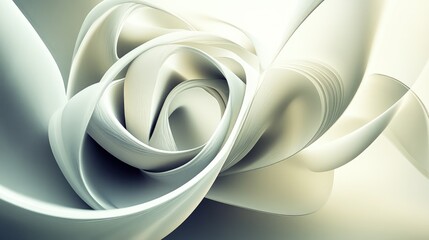 Poster - Abstract swirling ivory forms, creating a dynamic, three-dimensional composition