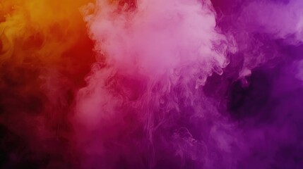 Poster - Vivid, swirling smoke in vibrant hues of orange, pink, and purple against a dark background