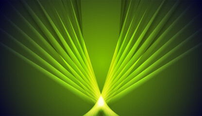 Aufkleber - Abstract glowing green laser rays futuristic background. Neon technology vector design