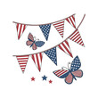 © NasimaAktar - Patriotic vector with butterflies, bunting banners, and stars in red, white, and blue. Great for 4th of July, American Independence Day, celebration designs, decorations, and holiday cards.