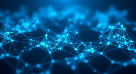 Poster - Abstract Network Connection Digital Nodes and Lines Interconnected