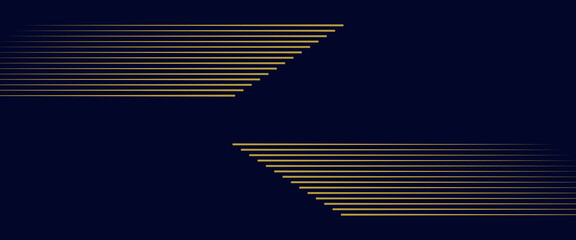 Poster - Navy blue abstract background with halftone golden lines delicate pattern. Small light spot box. Curve line, cosmic galaxy space. Festive BG for social media, birthday party invitation.
