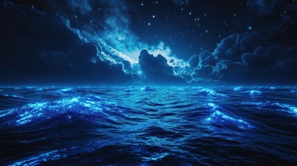 Wall Mural - Vast blue night landscape