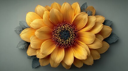 Wall Mural - centered single sunflower on white background