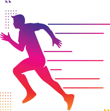 Seattle Marathon Joggers Vector Silhouette Rainbow
