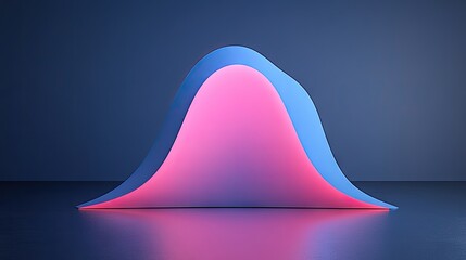 Poster - Glowing abstract form, blue and pink, curved, illuminated interior