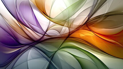 Poster - Abstract swirls of translucent, vibrant colors in orange, purple, and green hues