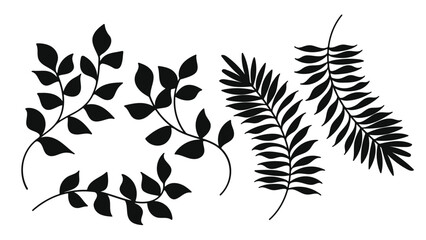 Wall Mural - Plants silhouette element set vector illustration.