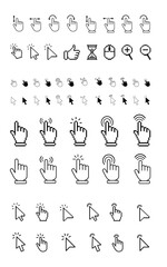 Poster - Pointer cursor сomputer mouse icon. Clicking cursor, pointing hand clicks icons. Click cursor. Vector Illustration.